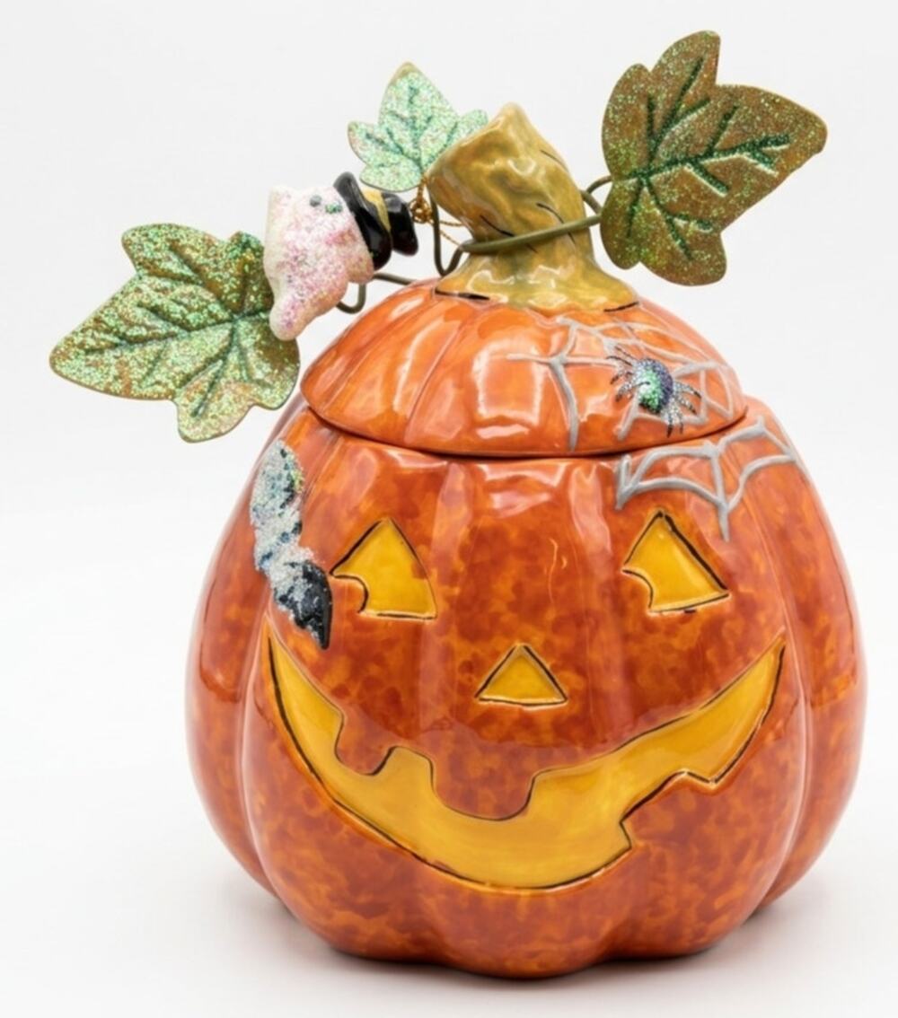 Vintage Halloween Ceramic Jack-O'-Lantern candle